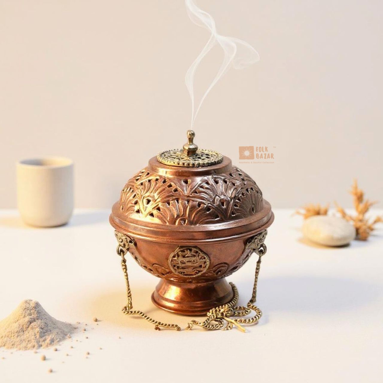 Copper Hanging Incense Burner (Sang bar)
